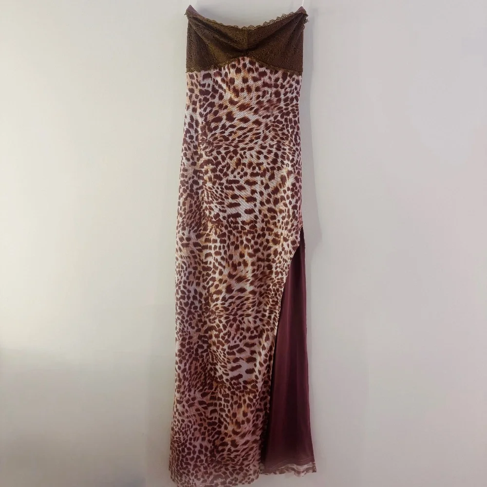 Princess Polly Raidein Strapless Maxi Dress Leopard - Picture 1 of 4